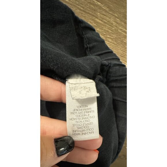 J Jill Love Linen Ankle Crop Pants Size Large TALL Black Elastic Waist Pockets - Picture 9 of 11